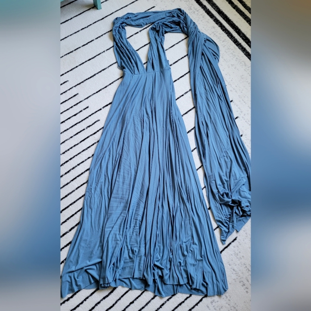 Lulu's | Tricks of the Trade Maxi Convertible Infinity Dress | Slate Blue | XS